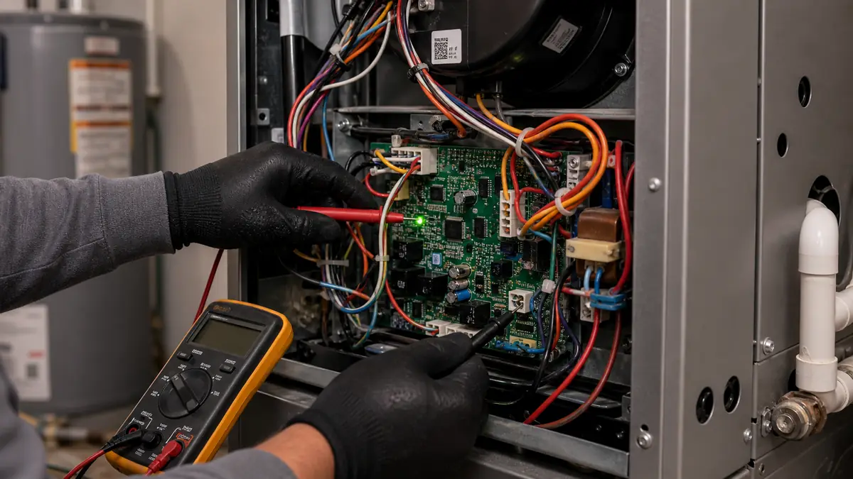 Reading a Carrier Infinity fault code on the touchscreen at a Pasadena home